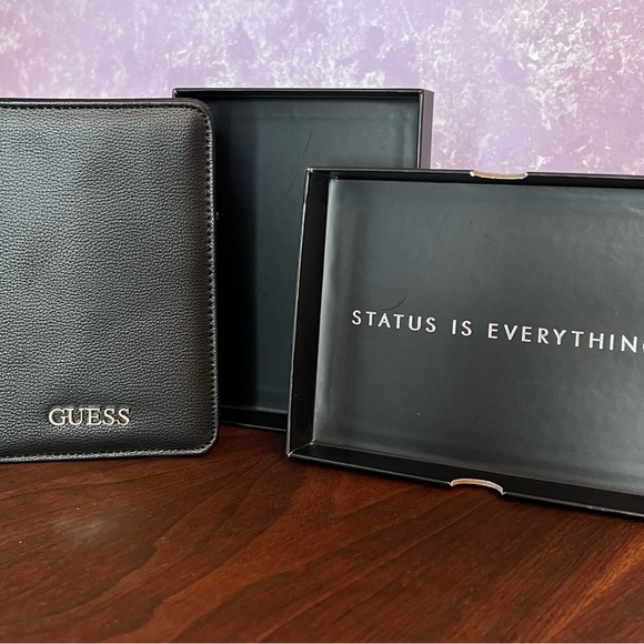 GUESS Black Pebble Leather Passport Cover - Picture 8 of 8